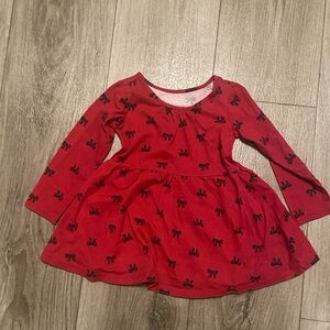 The Children's Place Red Dress with Black Bow Pattern